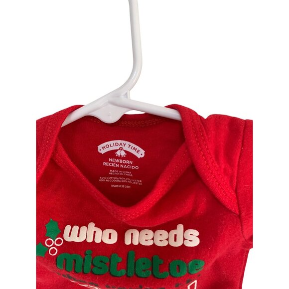 holiday time Infant Baby Size Newborn 1 pc Bodysuit Red Green Xmas Who Needs Mis - Picture 3 of 4